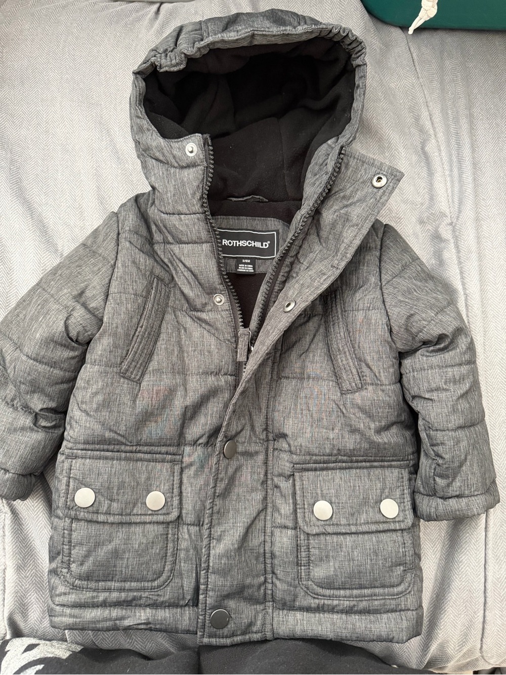 Rothschild Kids Gray Hooded Puffer Jacket